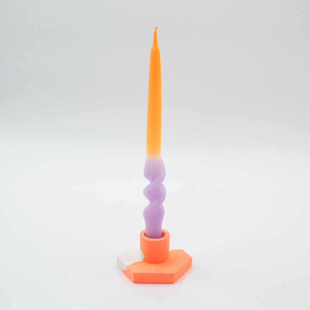 Candle Holder Orange Triangle and Candle Curvy Triangle
