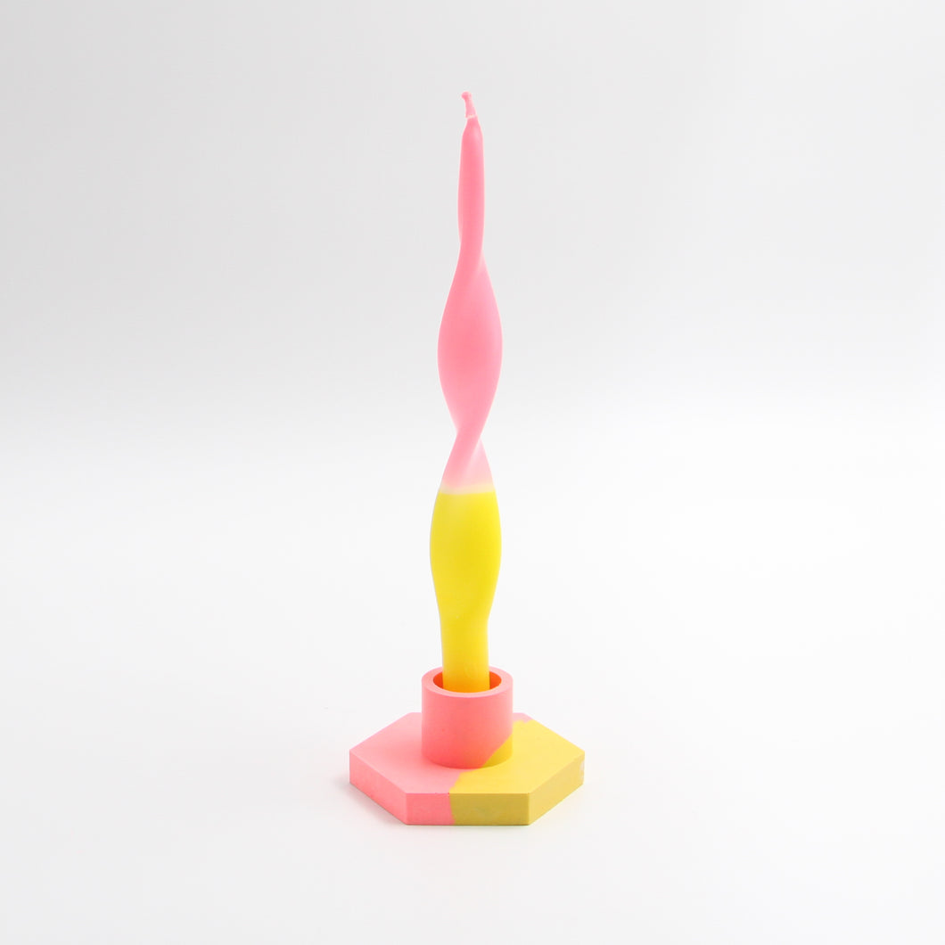 Candle Holder Citrus Flamingo and candle Miami Yellow Pink