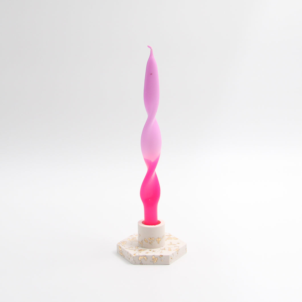 Candle Holder Offwhite Gold and candle Miami Purple Pink
