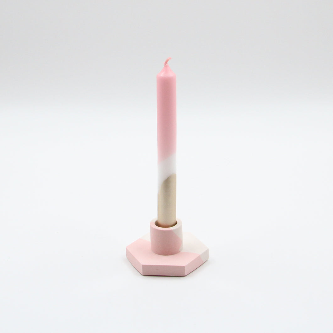 Candle Holder White Candyfloss and Candle Lightpink Harvest Moon