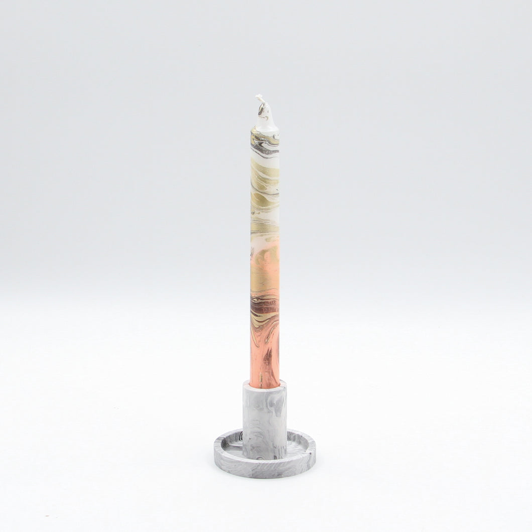 Candle Holder Marble and Gold Candle Orange Acropolis