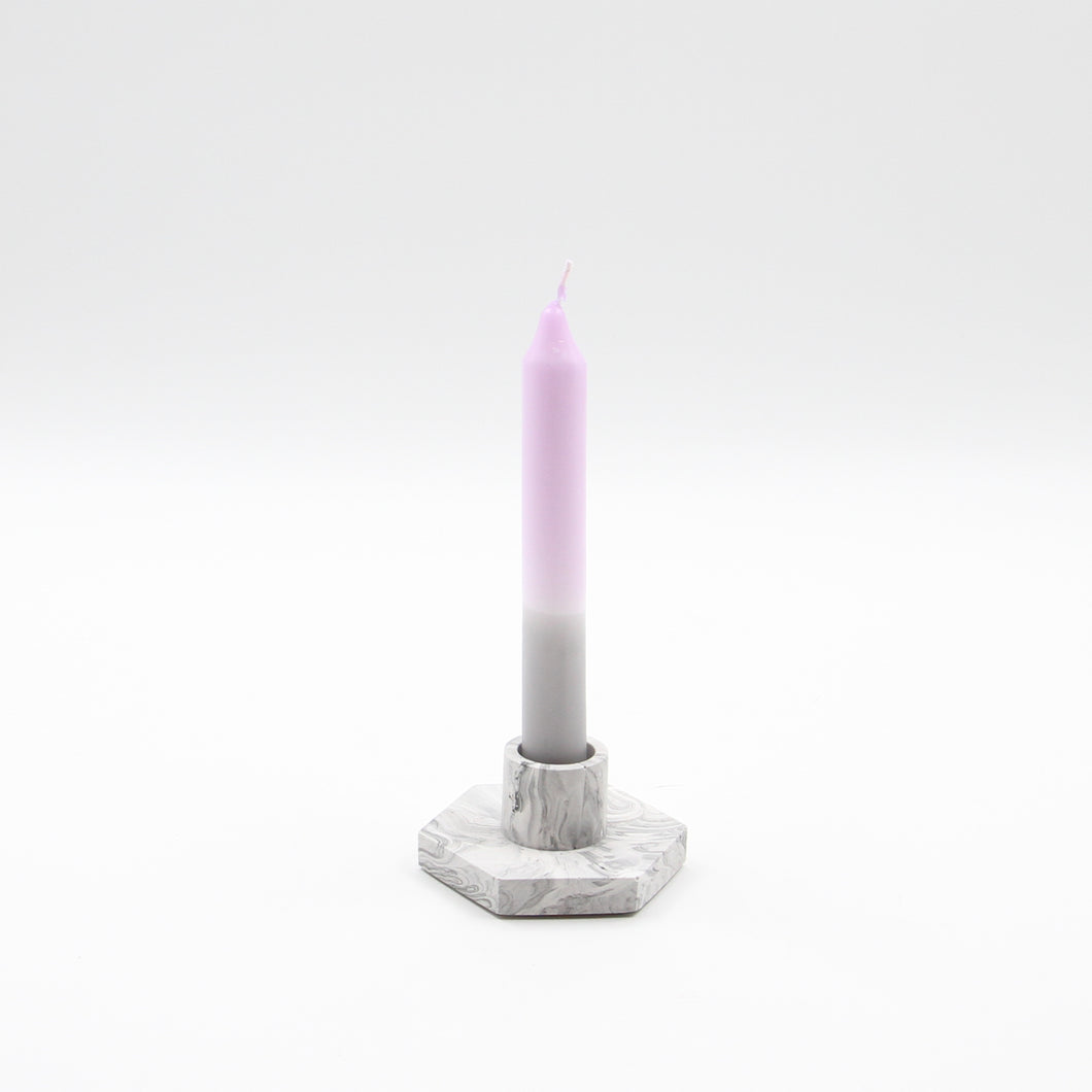Candle Holder Marble and Candle Purple Grey
