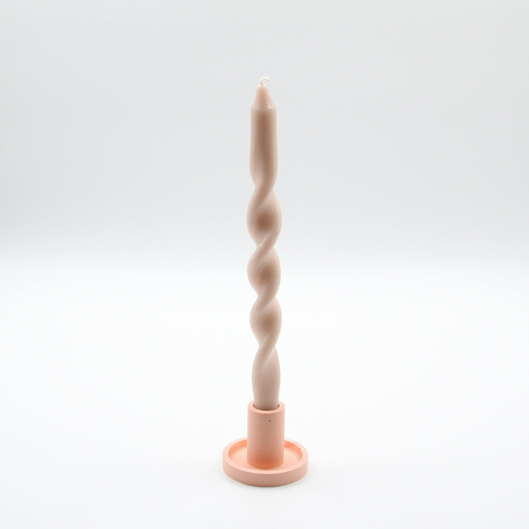 Candle Holder Terracotta and Candle Twisting Naturel
