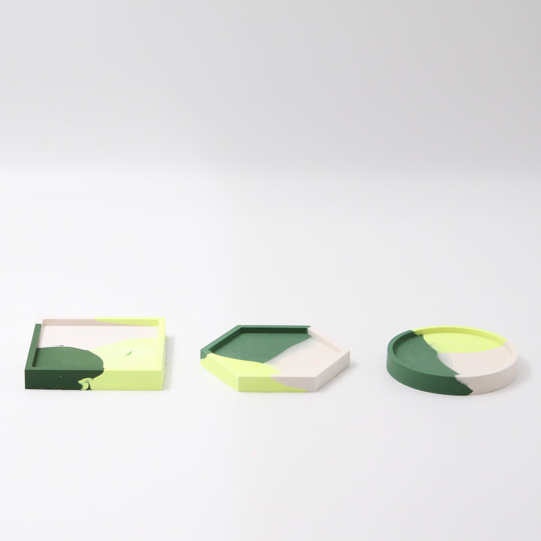 Coasters set Yellow Green Mousse
