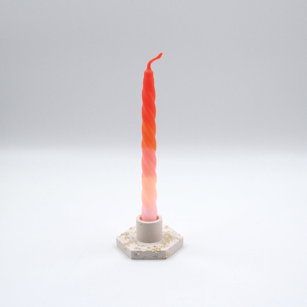 Candle Holder Offwhite Gold and Candle Orange Fruit Salad